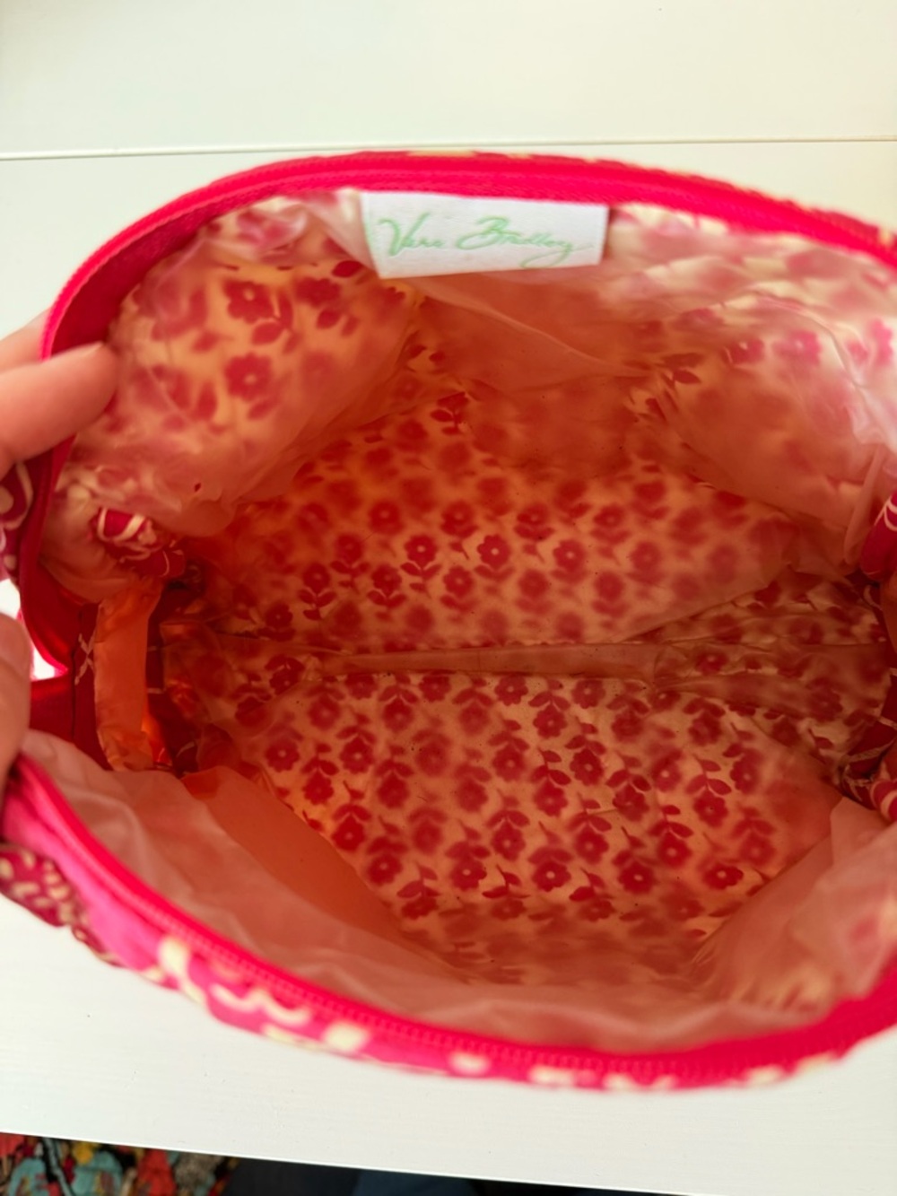 Vera Bradley Twirly Birds Pink Large Cosmetic Pouch - Picture 5 of 7